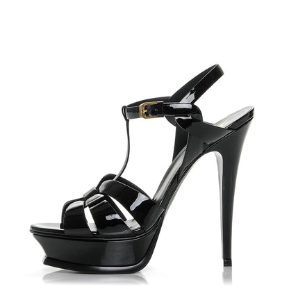 Saint Laurent Patent Tribute 105 Platform Sandals 40 Black 1 of 9