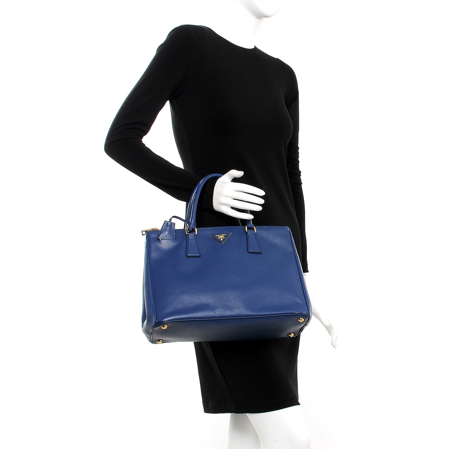 Saffiano Medium Galleria Double Zip Tote Bluette