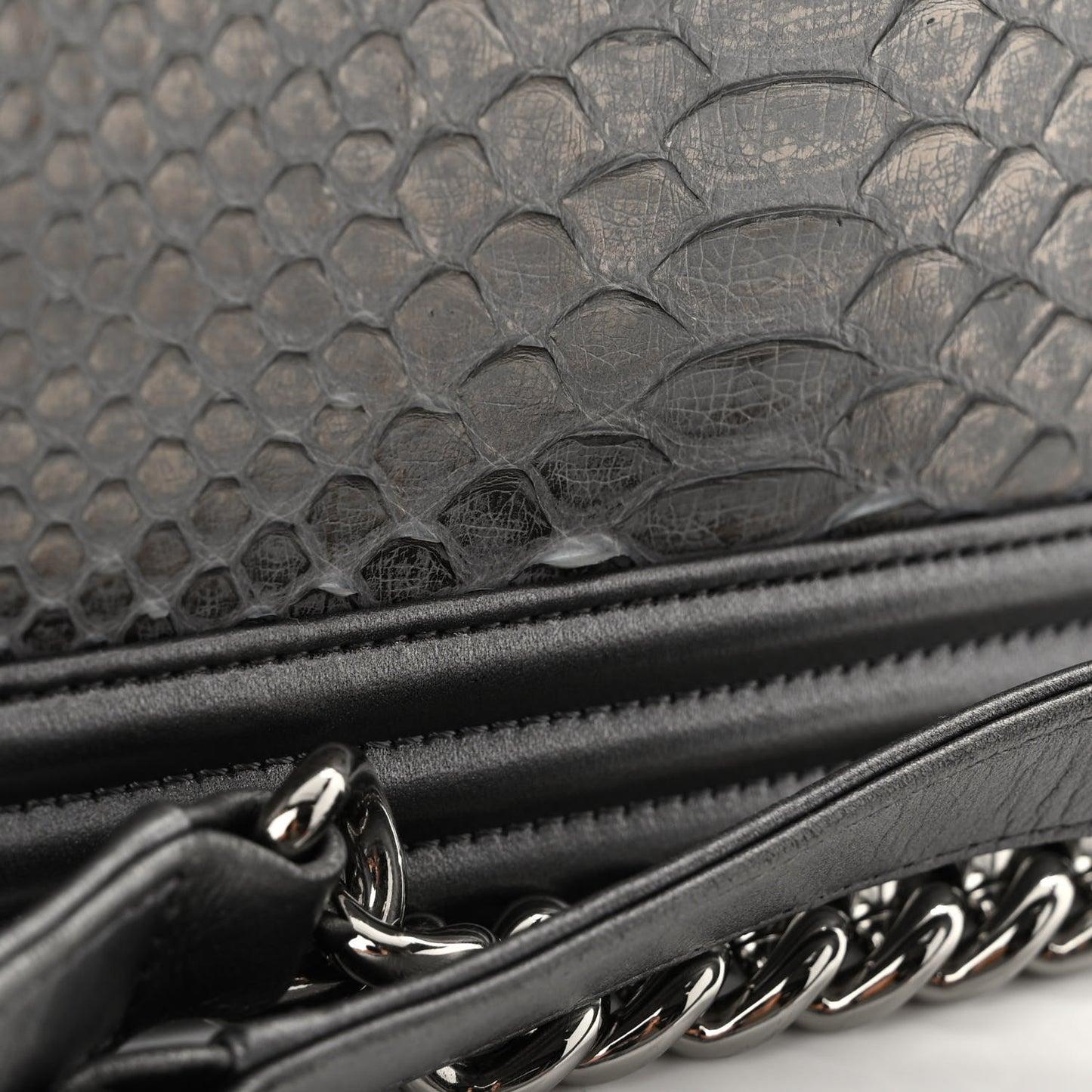 Snakeskin Medium Boy Flap Silver