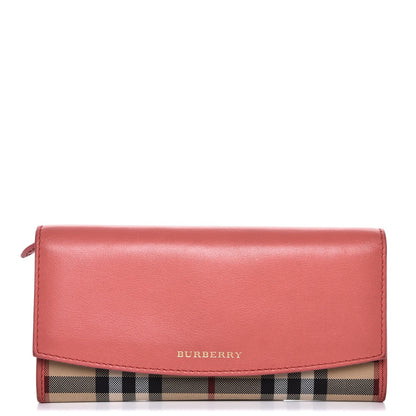 Burberry Calfskin Horseferry Check Porter Continental Wallet Coral Pink 1 of 7