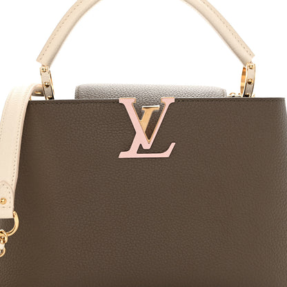Louis Vuitton Taurillon Capucines MM Smokey Brown Green Creme Pink 7 of 9