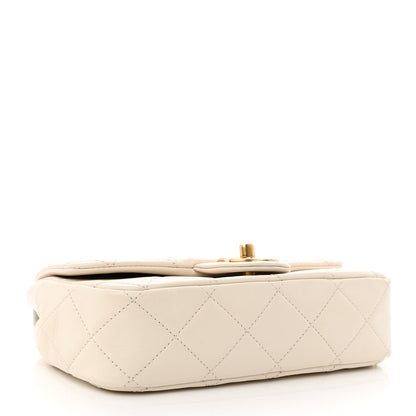 Chanel Calfskin Quilted Mini Crystal Pearls Rectangular Flap White 4 of 10