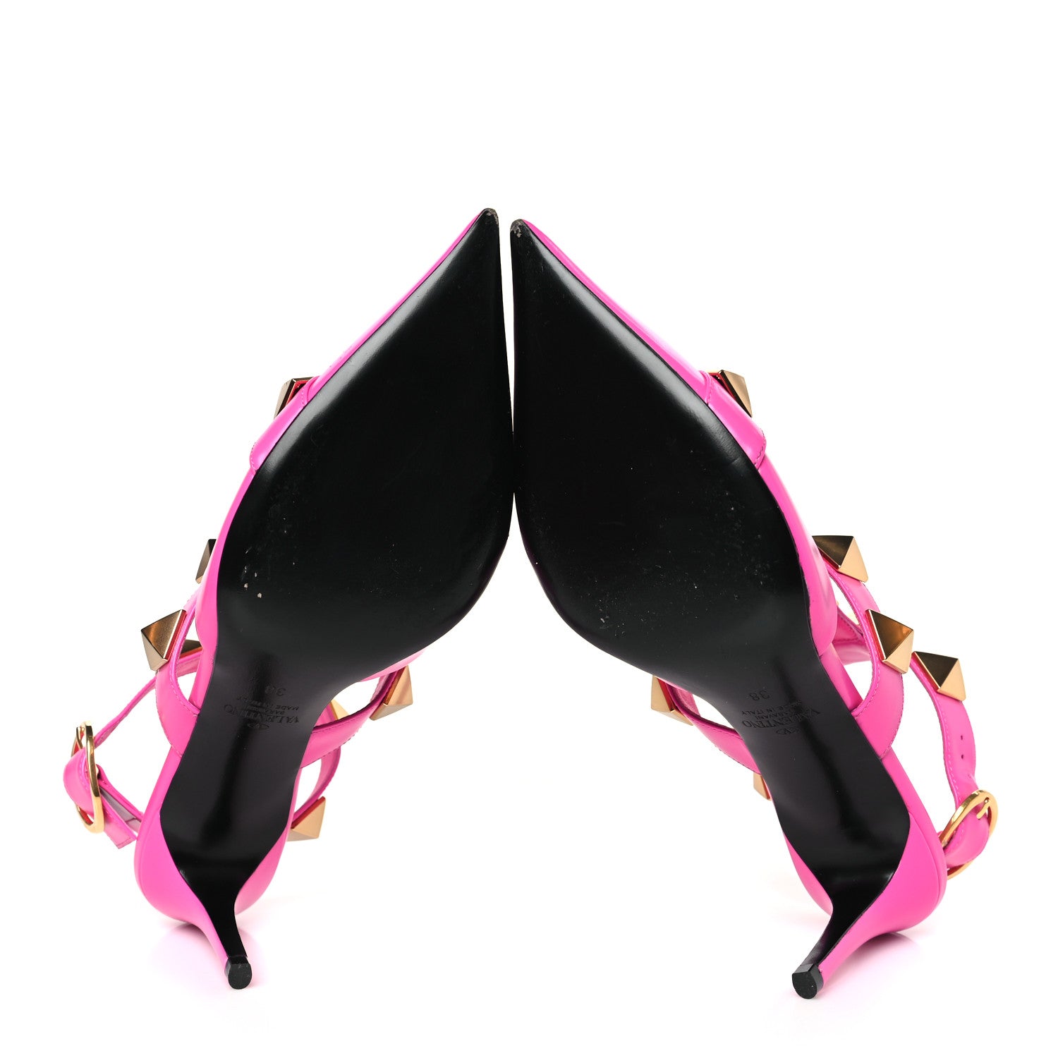 Valentino Garavani Calfskin Roman Stud Ankle Strap 80mm Pumps 38 Pink 6 of 10