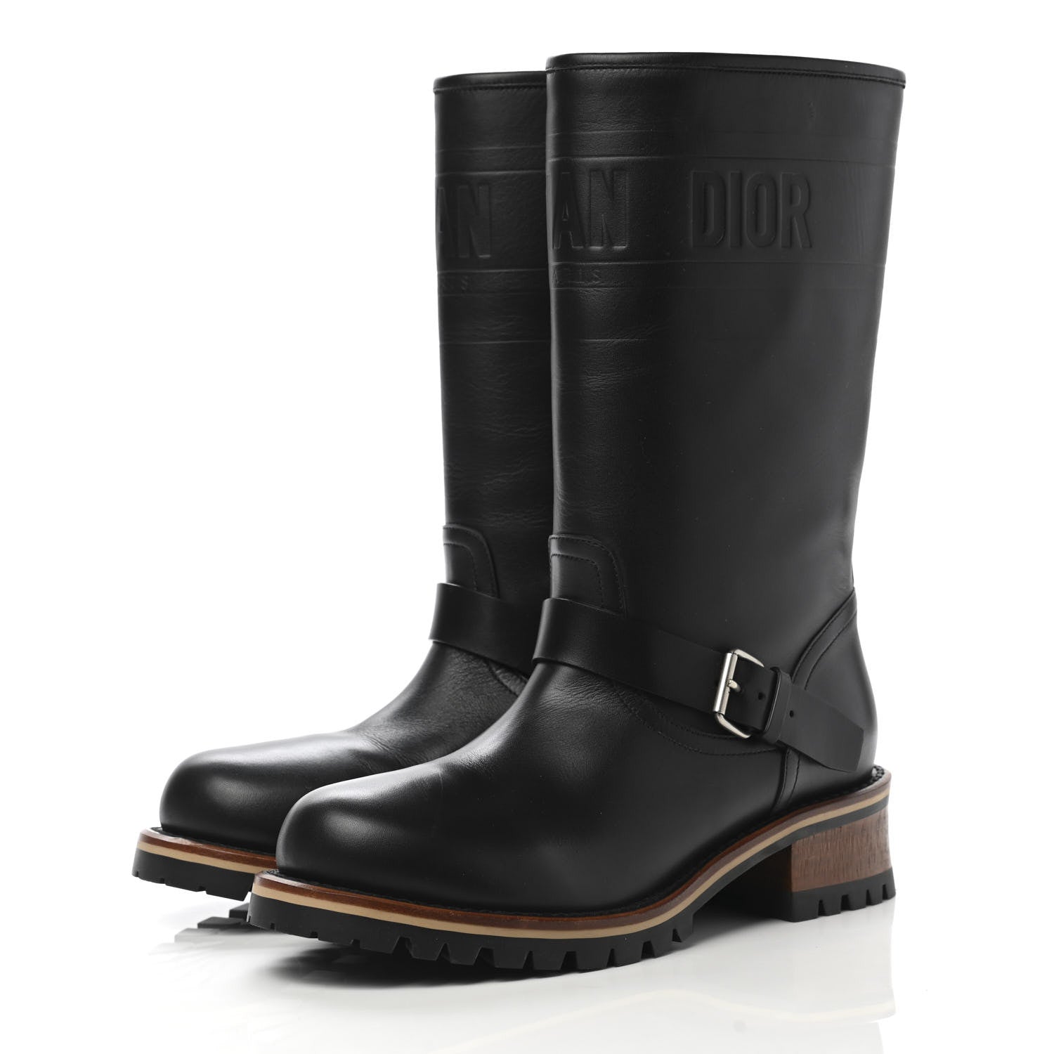 Christian Dior Calfskin Embossed Dior Quest 35mm Biker Boots 37 Black 3 of 8