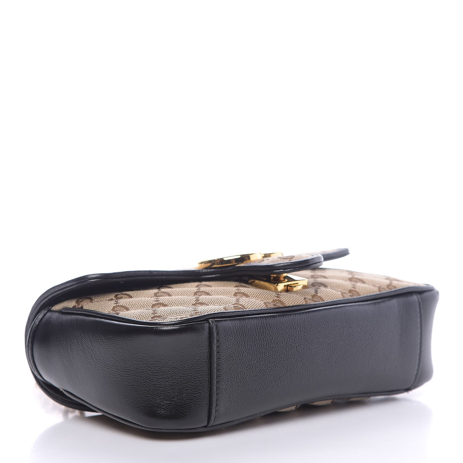 Gucci Monogram Matelasse Diagonal Mini GG Marmont Shoulder Bag Beige Black 4 of 9