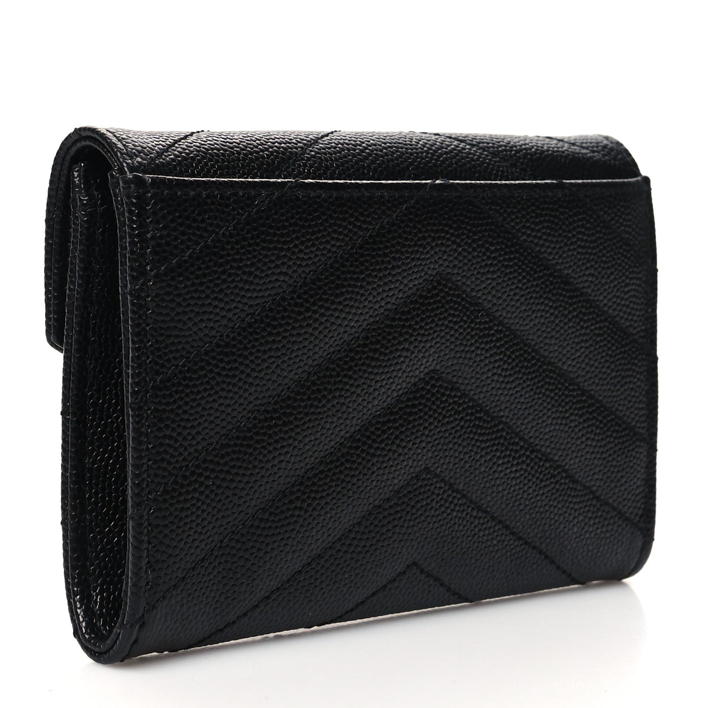Grain De Poudre Matelasse Chevron Small Monogram Envelope Wallet Black