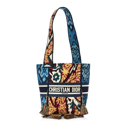 Christian Dior Canvas Embroidered Paisley D-Bubble Bucket Bag Blue Multicolor 1 of 11