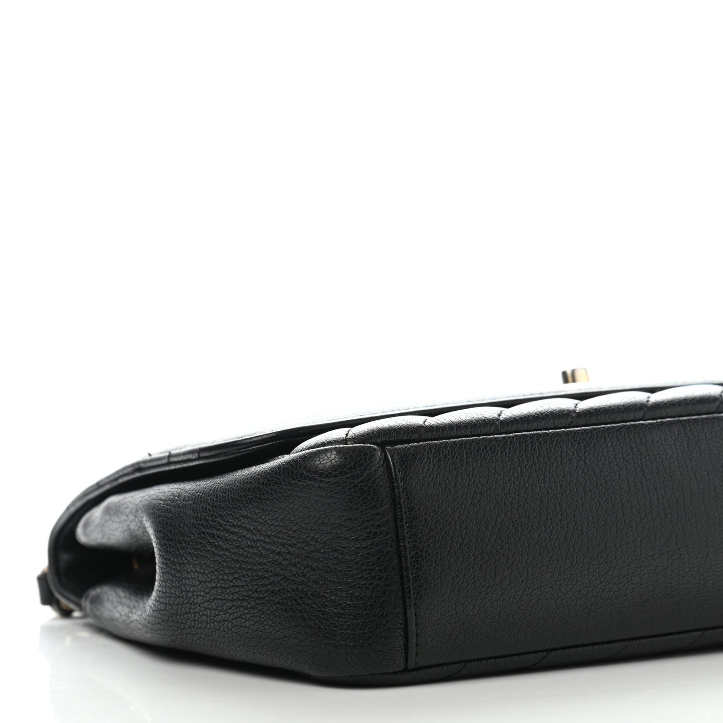 Goatskin Diagonal Quilted Small Flap Black