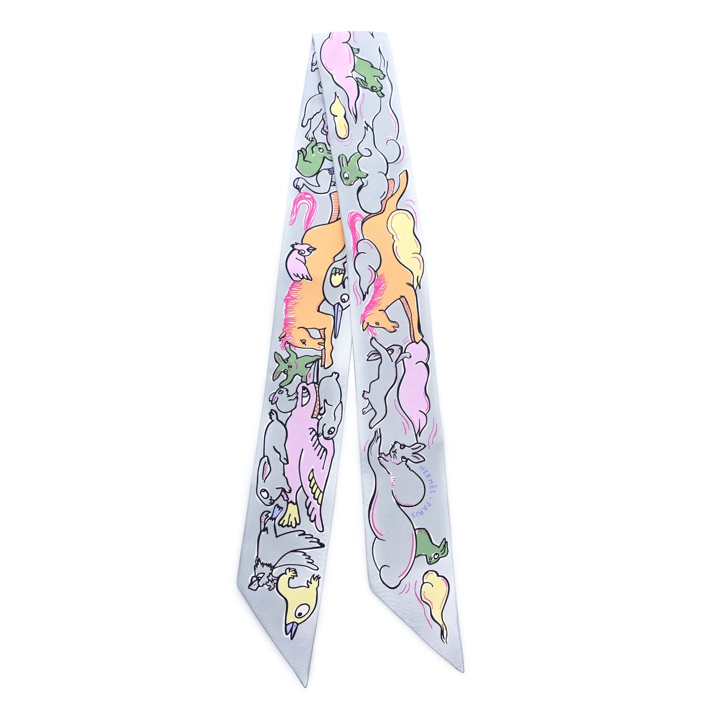 Silk Mille Et Un Lapins Twilly Gris Perle Rose Jaune