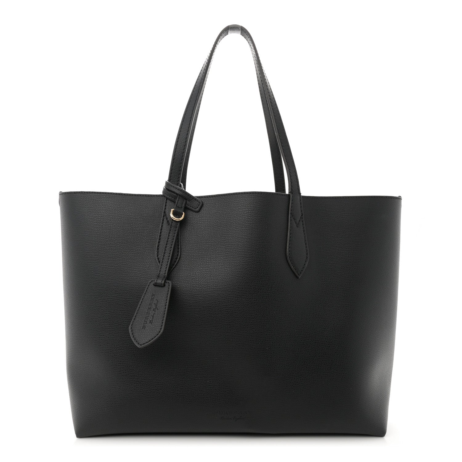 Burberry Grainy Calfskin Haymarket Check Medium Reversible Tote Black 1 of 16