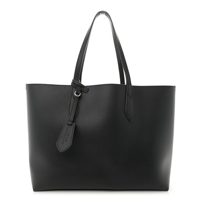 Burberry Grainy Calfskin Haymarket Check Medium Reversible Tote Black 1 of 16