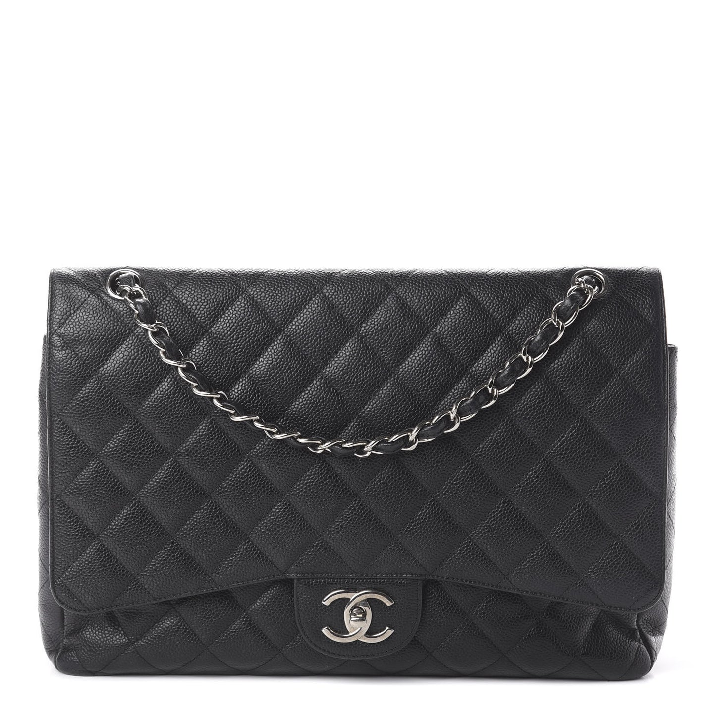 Caviar Quilted Maxi Double Flap Black