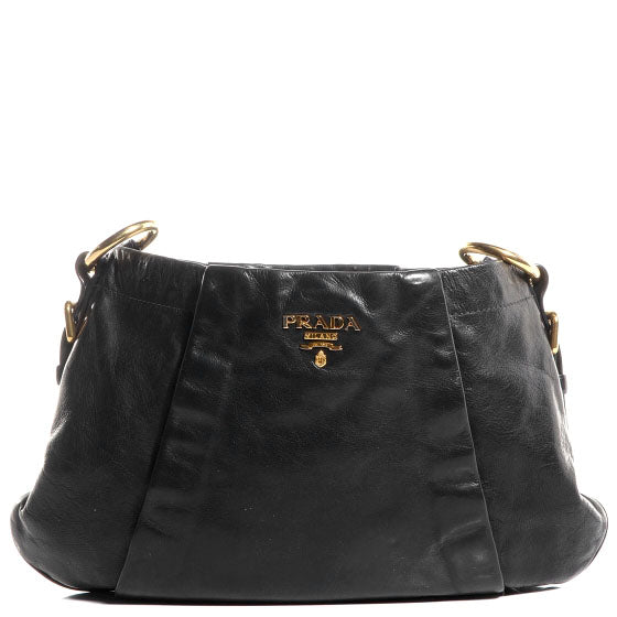 Prada Soft Calf Pleated Hobo Nero Black 1 of 11
