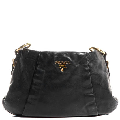 Prada Soft Calf Pleated Hobo Nero Black 1 of 11