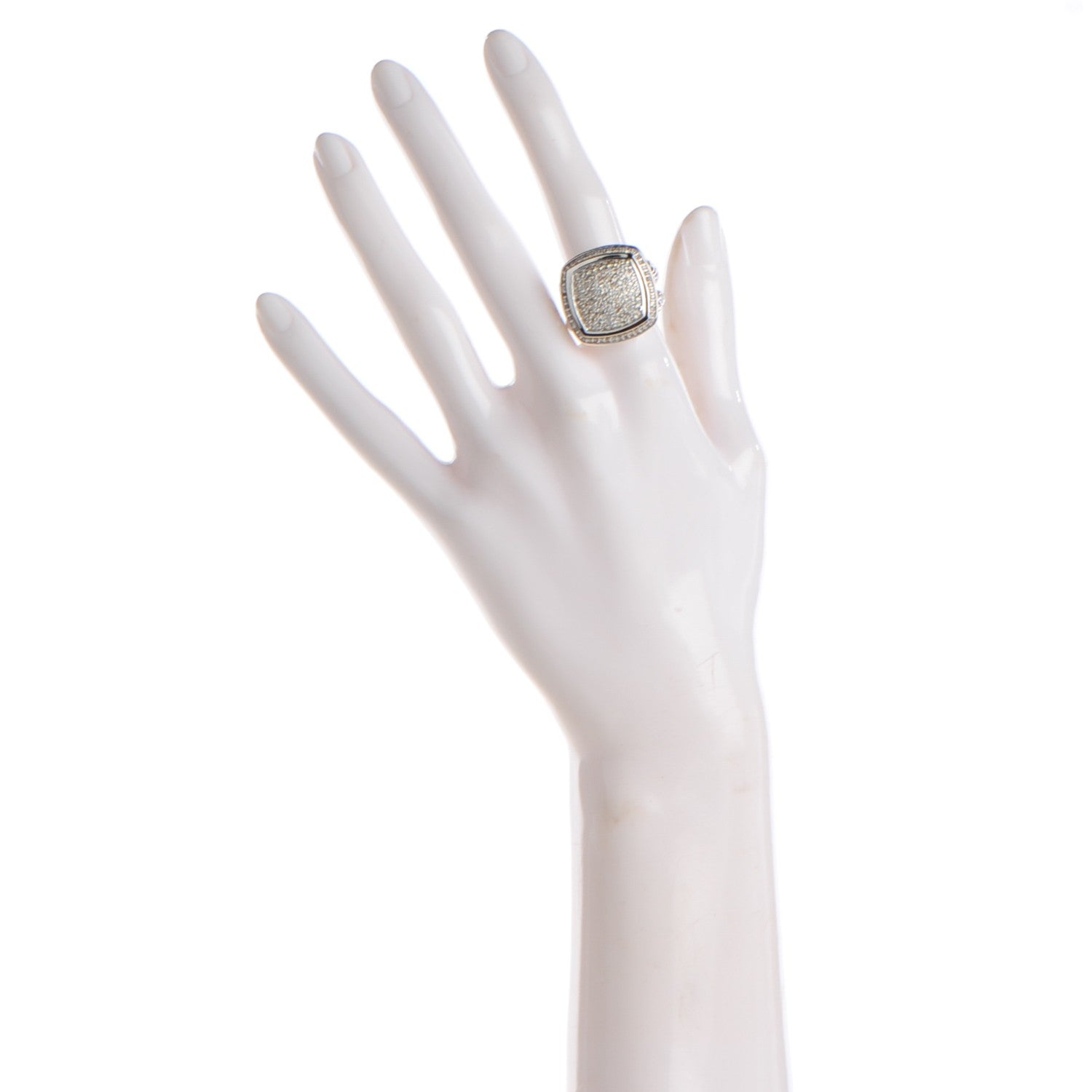 David Yurman Sterling Silver Diamond 17mm Albion Pave Ring 53 6.5 2 of 5