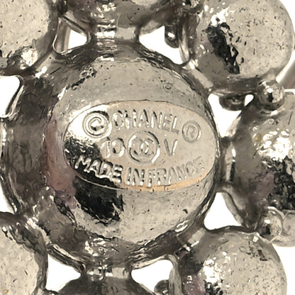 Chanel Crystal CC Flower Drop Earrings Silver 4 of 5