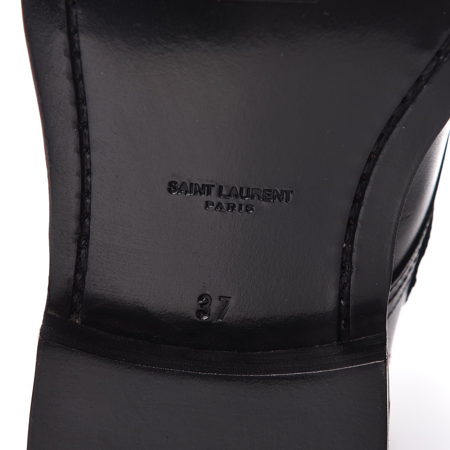 Saint Laurent Smooth Calfskin Studded Strap Rangers Boots 37 Black 6 of 11