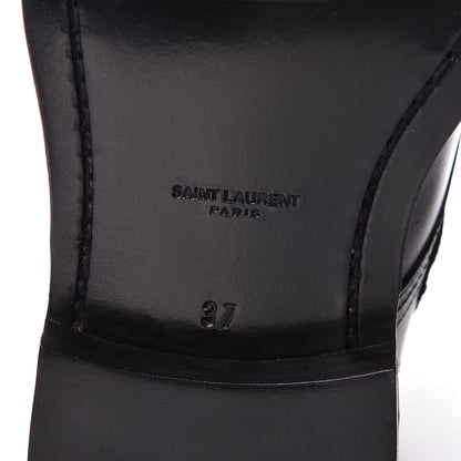 Saint Laurent Smooth Calfskin Studded Strap Rangers Boots 37 Black 6 of 11
