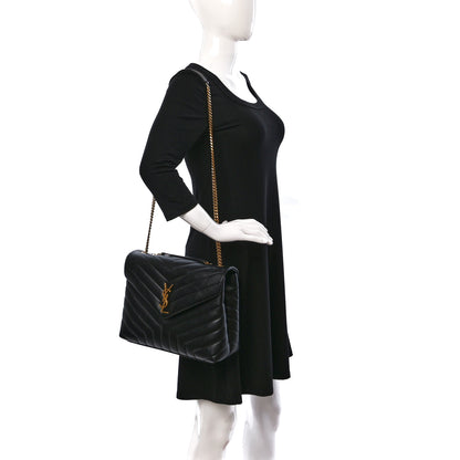 Saint Laurent Calfskin Y Quilted Monogram Medium Loulou Chain Satchel Black 2 of 9