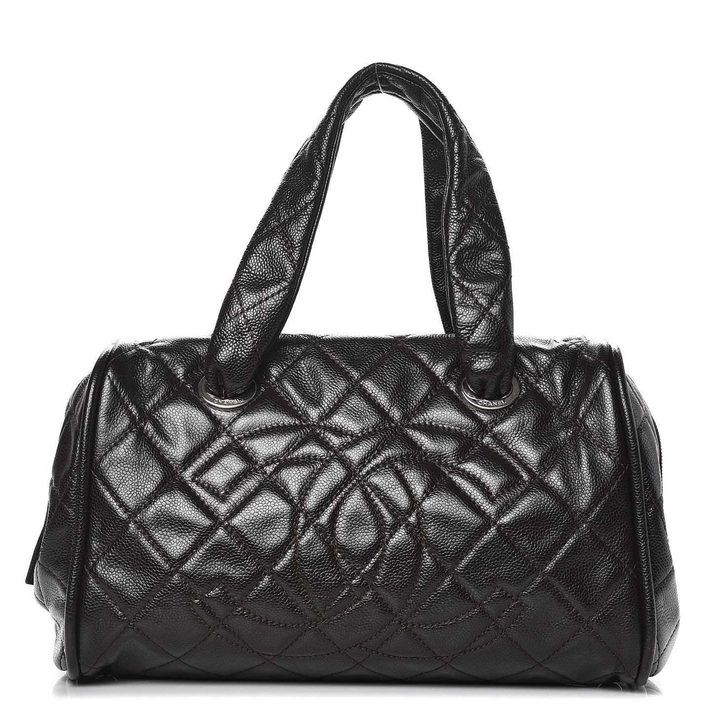 Caviar Quilted CC Timeless Bowler Brown