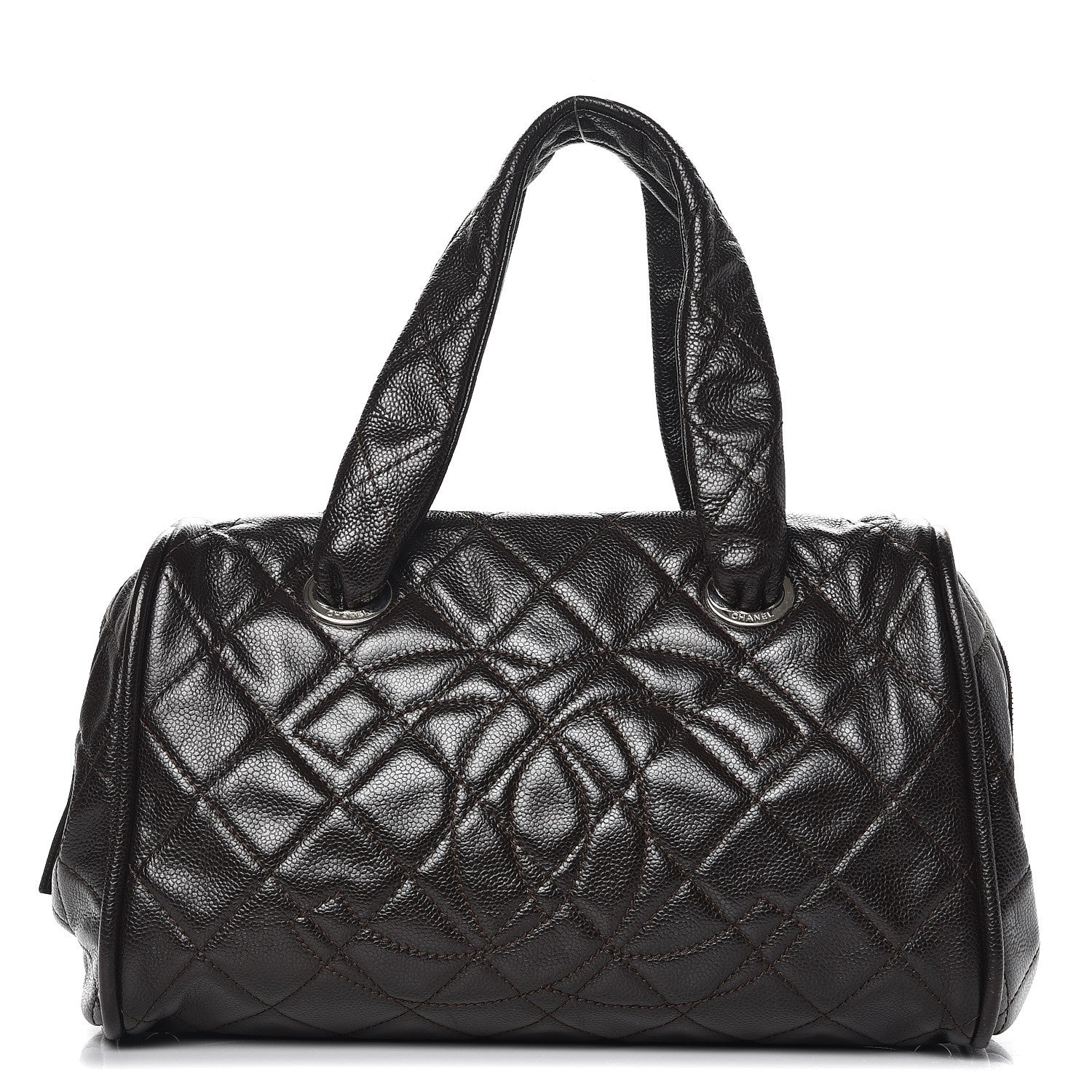 Chanel Caviar Quilted CC Timeless Bowler Brown 1 of 11