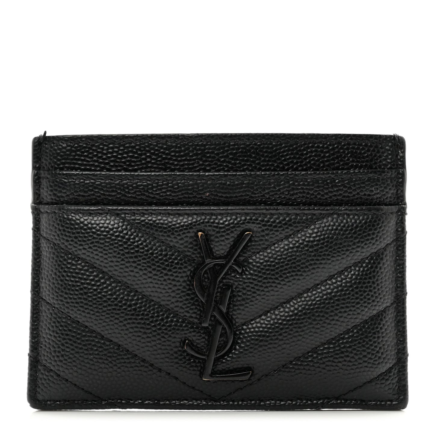 Grain De Poudre Matelasse Chevron Monochrome Monogram Credit Card Case Black