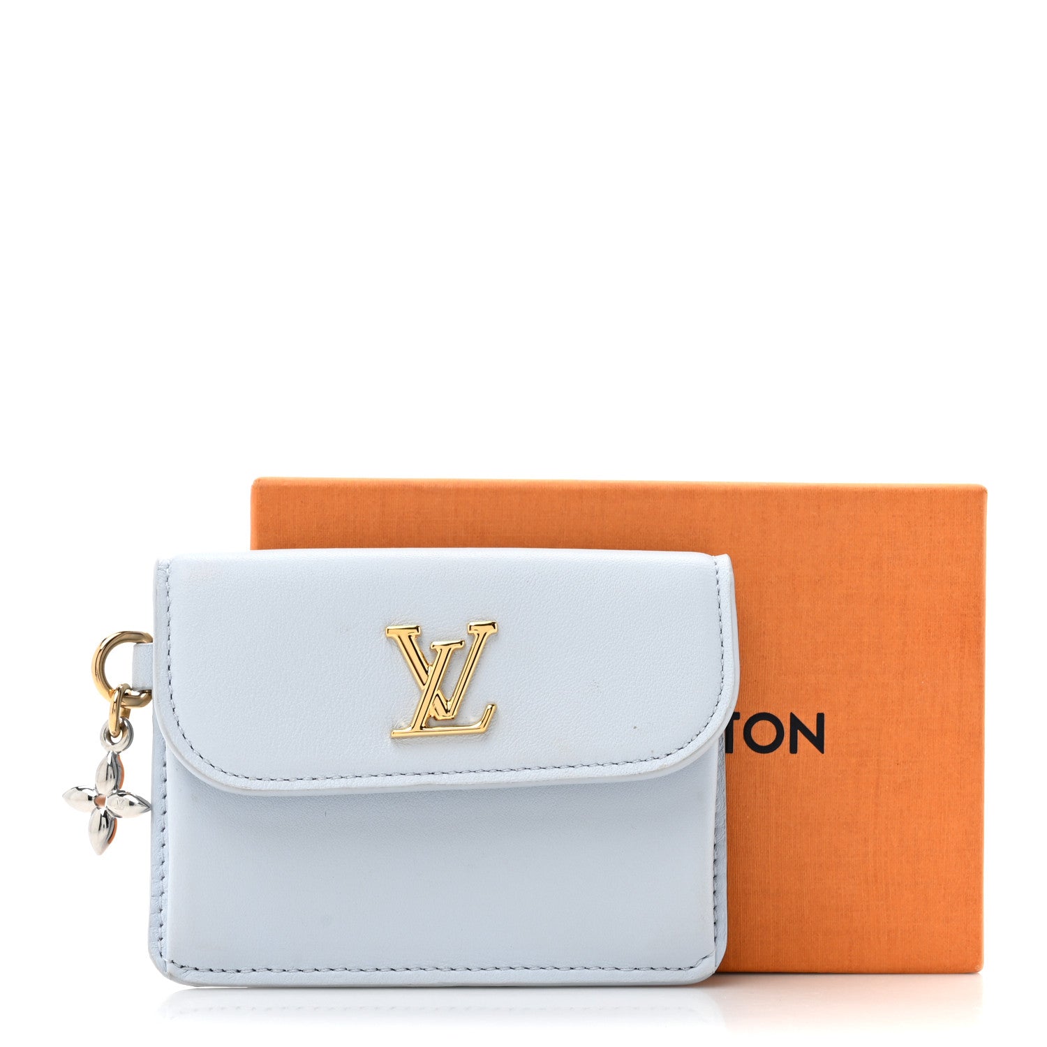 ☆美品☆LOUIS VUITTON ラドロー　ケースBJ0066 Louis Vuitton Calfskin Tiny Recto Verso Card Holder LV Bloom Azure