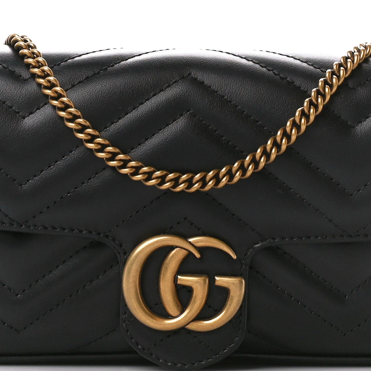 Calfskin Matelasse Mini GG Marmont Shoulder Bag With Case Black White