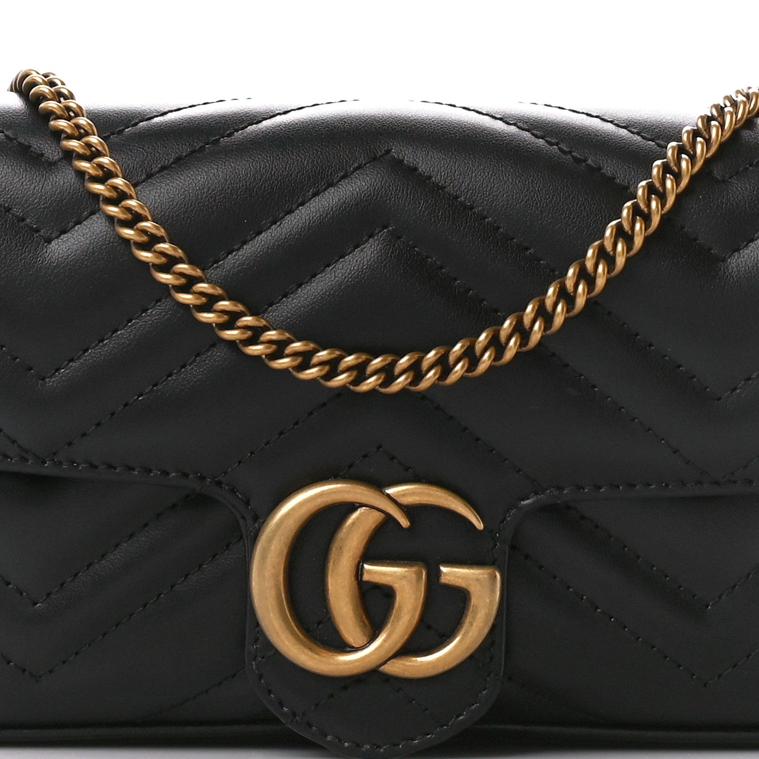 Gucci Calfskin Matelasse Mini GG Marmont Shoulder Bag With Case Black White 11 of 13