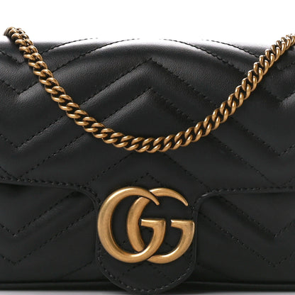 Gucci Calfskin Matelasse Mini GG Marmont Shoulder Bag With Case Black White 11 of 13