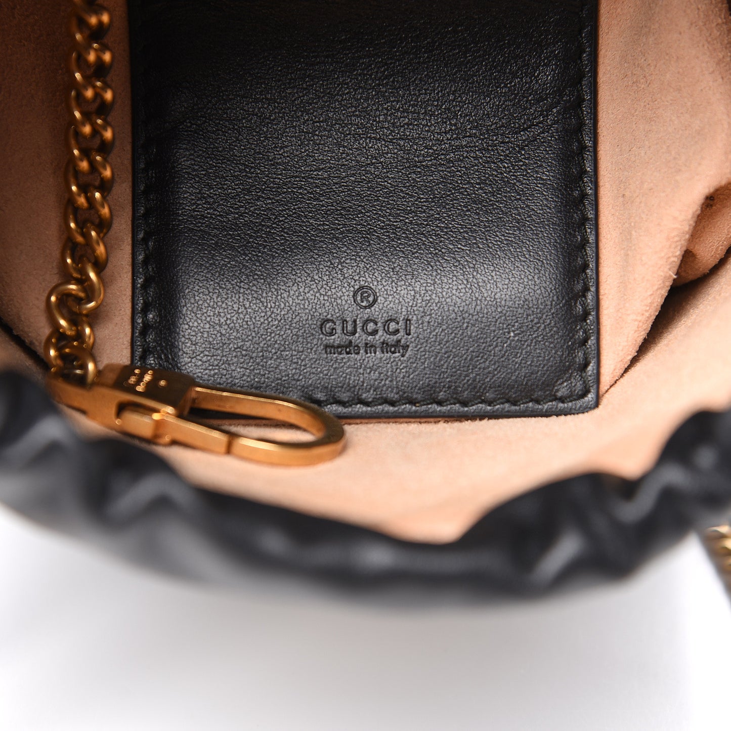Calfskin Matelasse Mini GG Marmont 2.0 Bucket Bag Black