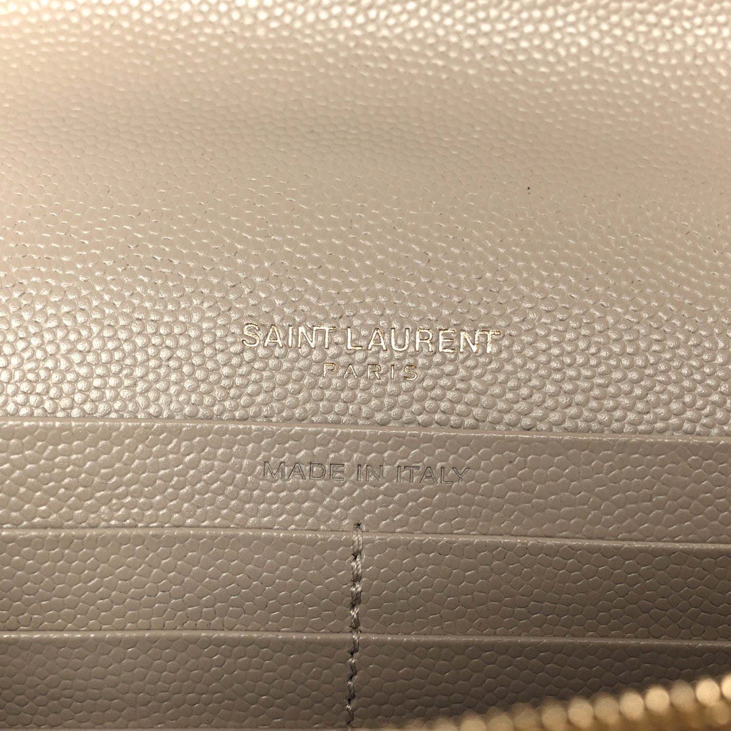 Saint Laurent Grain De Poudre Matelasse Chevron Monogram Chain Wallet Sea Salt 6 of 9