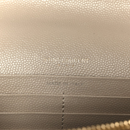 Saint Laurent Grain De Poudre Matelasse Chevron Monogram Chain Wallet Sea Salt 6 of 9
