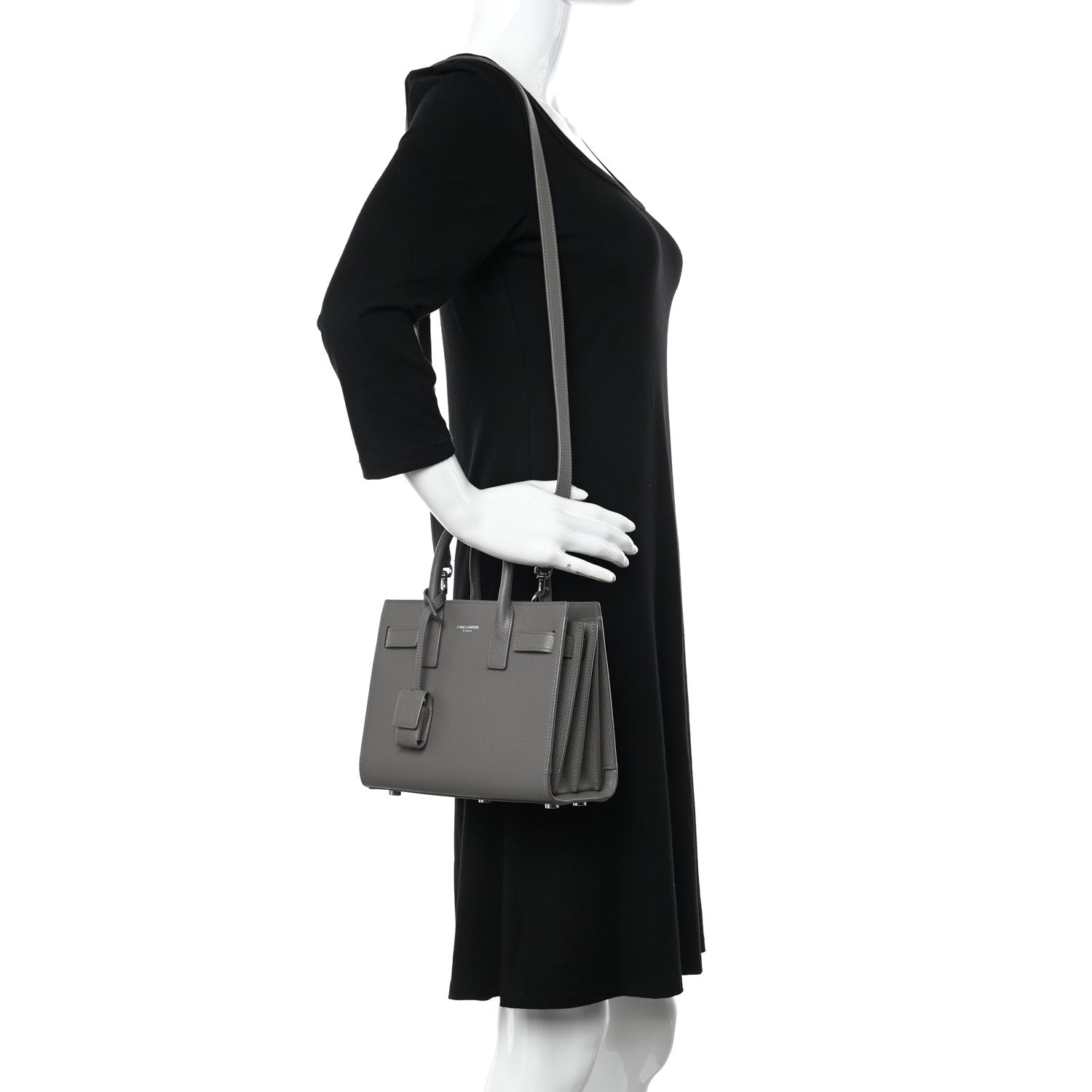 Saint Laurent Grained Calfskin Nano Sac De Jour Fog 2 of 12