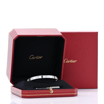 Cartier 18K White Gold 4 Diamond Love Bracelet 19 9 of 9