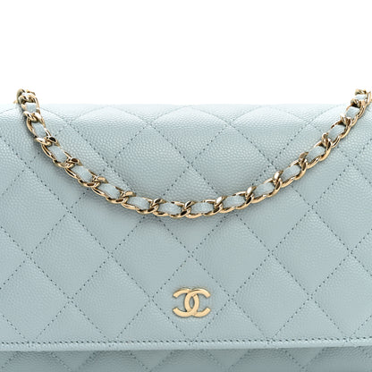 Chanel Caviar Quilted Wallet on Chain WOC Light Blue 9 of 11
