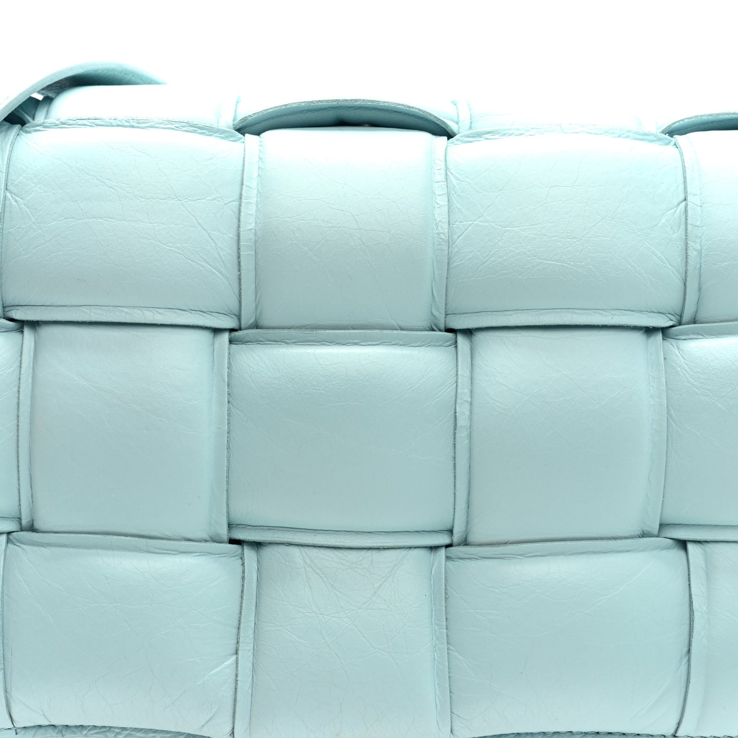 Paper Calfskin Maxi Intreccio Padded Cassette Crossbody Bag Ice