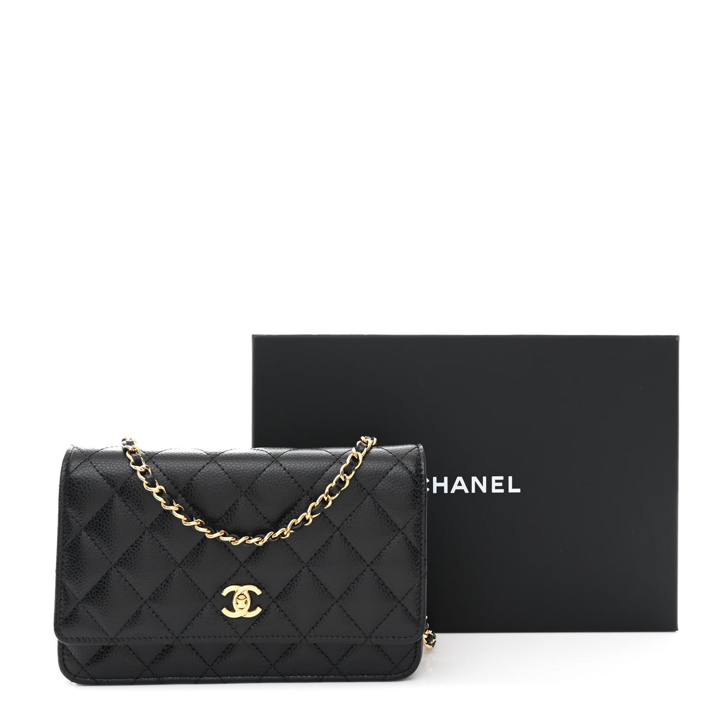 Caviar Quilted CC Turnlock Wallet On Chain WOC Black