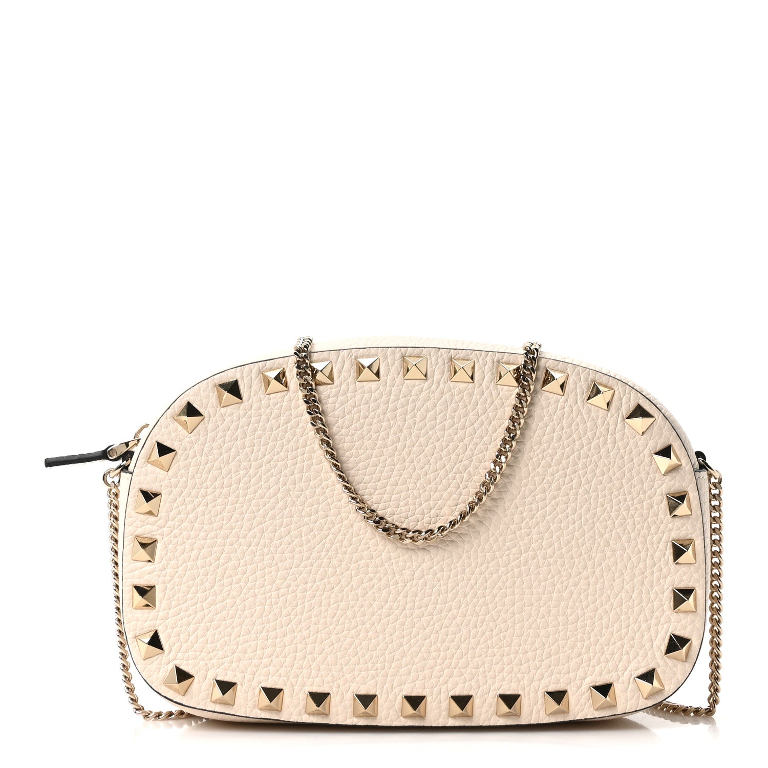 Valentino Garavani Pebbled Calfskin Rockstud Mini Crossbody Chain Bag White 1 of 9