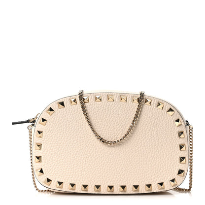 Valentino Garavani Pebbled Calfskin Rockstud Mini Crossbody Chain Bag White 1 of 9