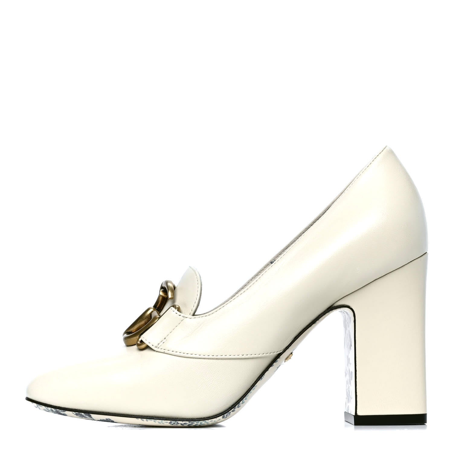 Gucci Malaga Kid GG Victoire 95mm Loafer Pumps 37 Vintage White 1 of 6