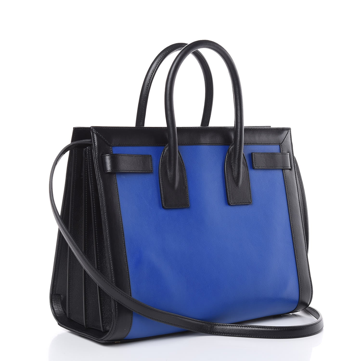 Saint Laurent Calfskin Bi-Color Small Sac De Jour Royal Blue Black 3 of 13