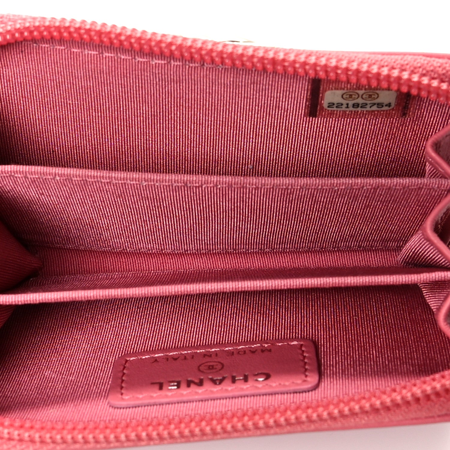 Chanel Calfskin Chevron Quilted Zip Around Boy Coin Purse Wallet Pink 5 of 9