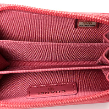Chanel Calfskin Chevron Quilted Zip Around Boy Coin Purse Wallet Pink 5 of 9