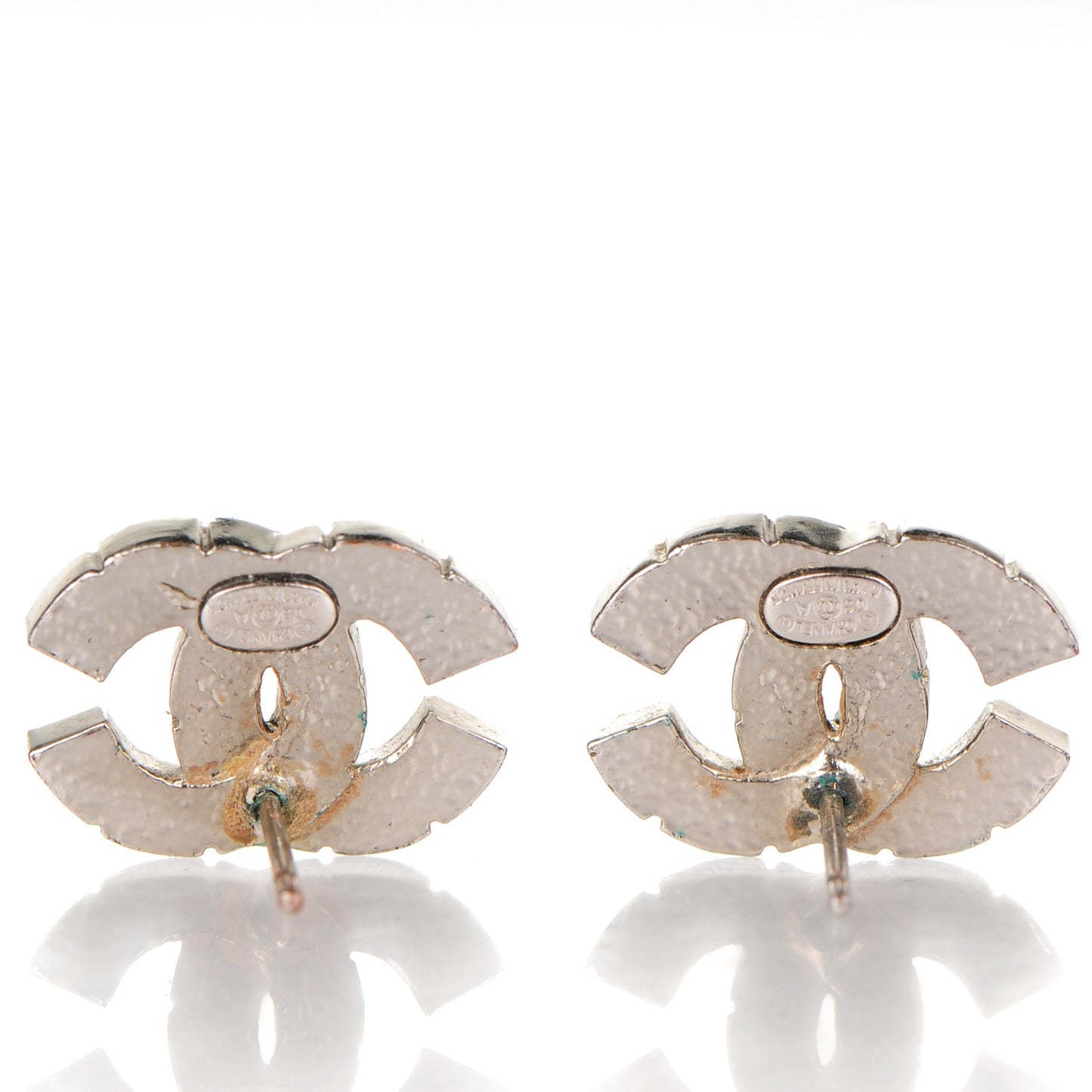 Baguette Crystal CC Earrings Silver