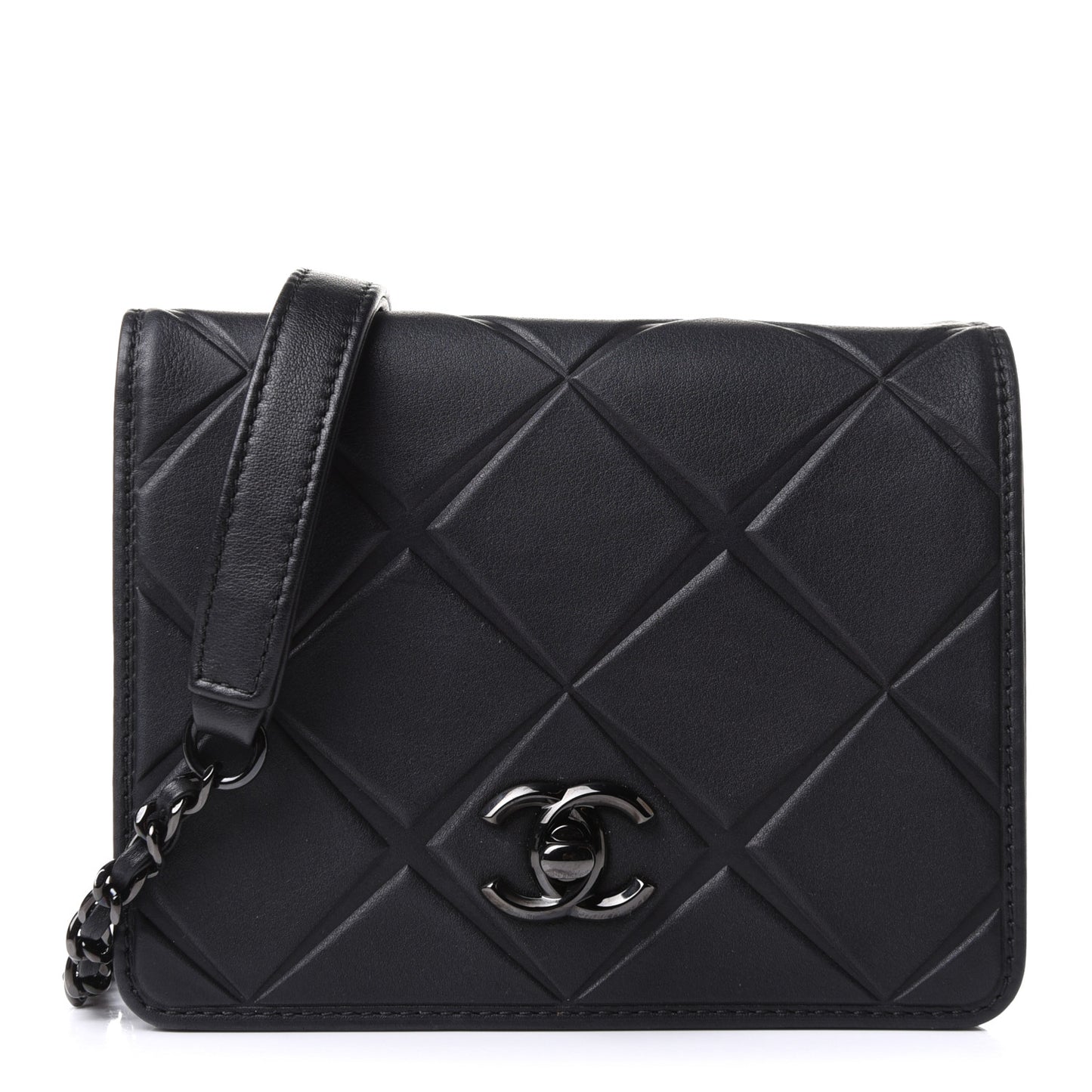 Calfskin Mini Propeller Flap Black