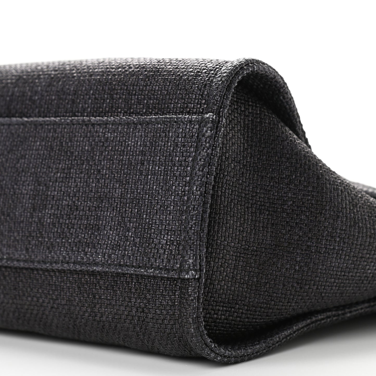 Woven Straw Raffia Small Deauville Tote Black