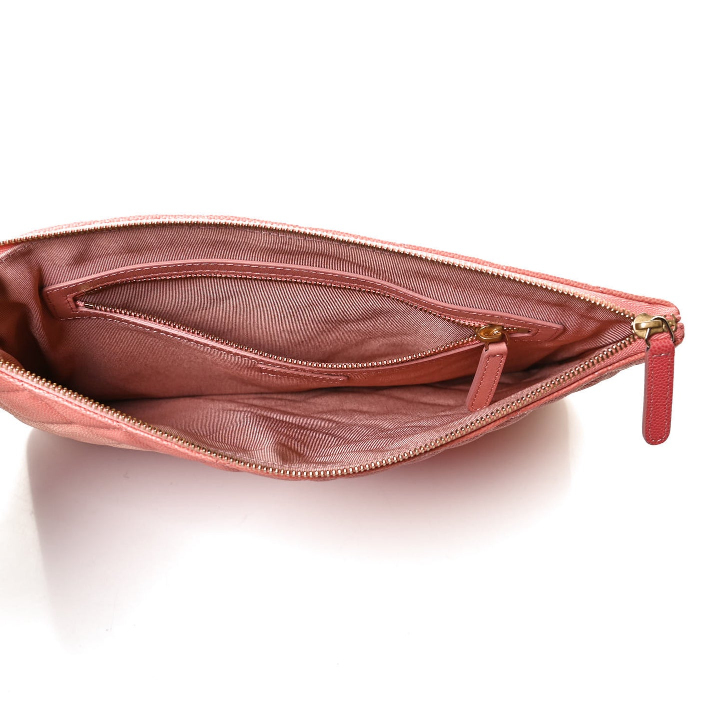 Caviar Quilted Ombre Medium Cosmetic Case Coral