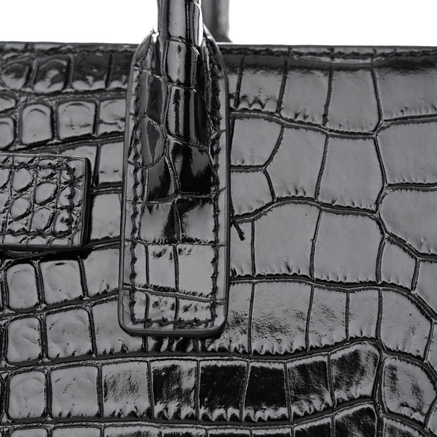Calfskin Crocodile Embossed Nano Sac De Jour Black