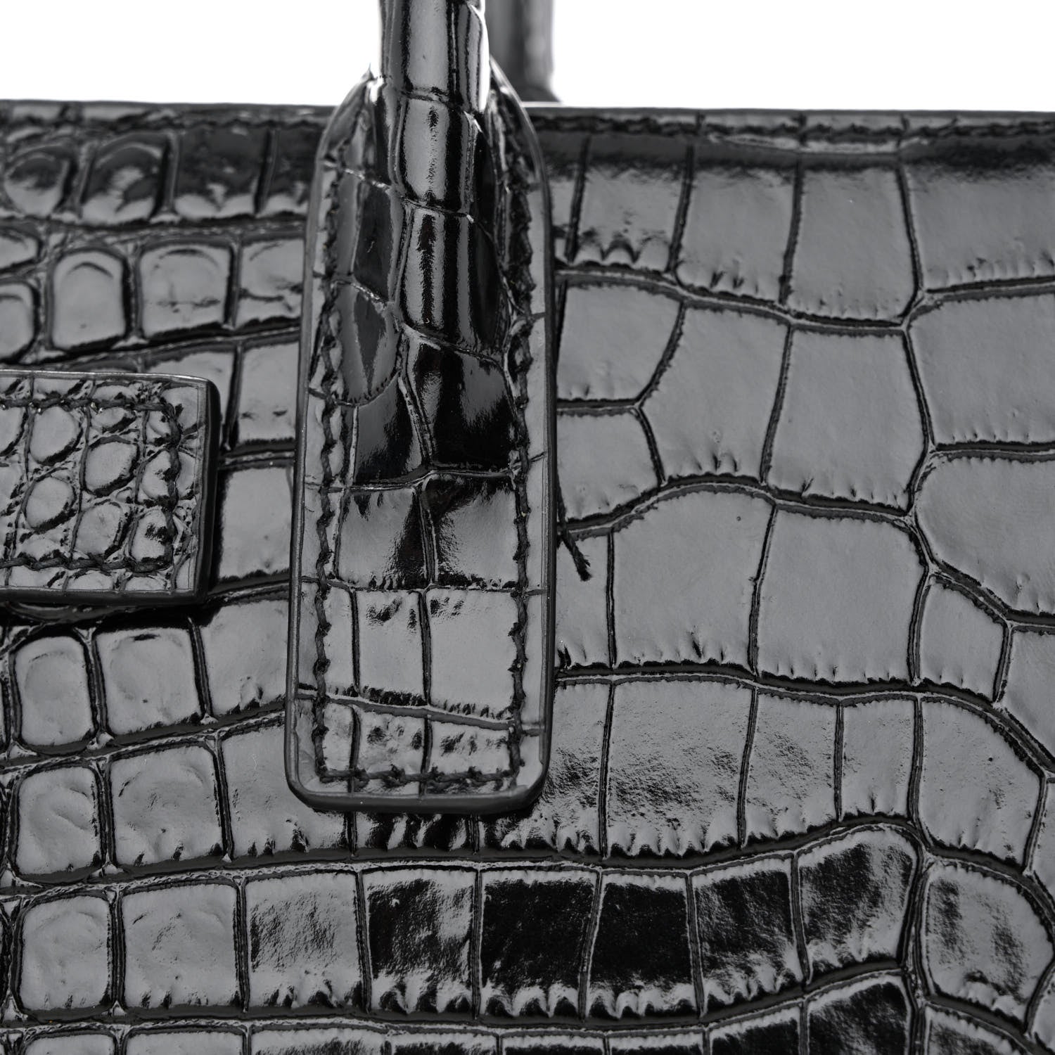 Saint Laurent Calfskin Crocodile Embossed Nano Sac De Jour Black 11 of 13